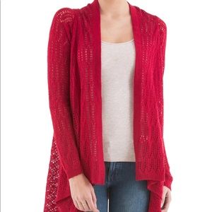 Nouveaux red open stitch lace cardigan